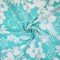 Pastel Teal-White Polyester Nylon Floral Printed Pebble Crepe Woven Fabric By the Yard